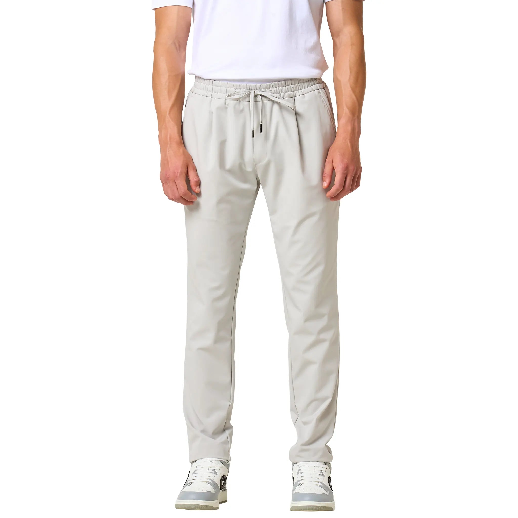 Front View of Loiano Tech Light Grey Trousers